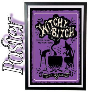 Too Fast ✦ Witch Bit*h Poster ✦ 11"x17" Matte Purple Black Gothic Spell Room NWT